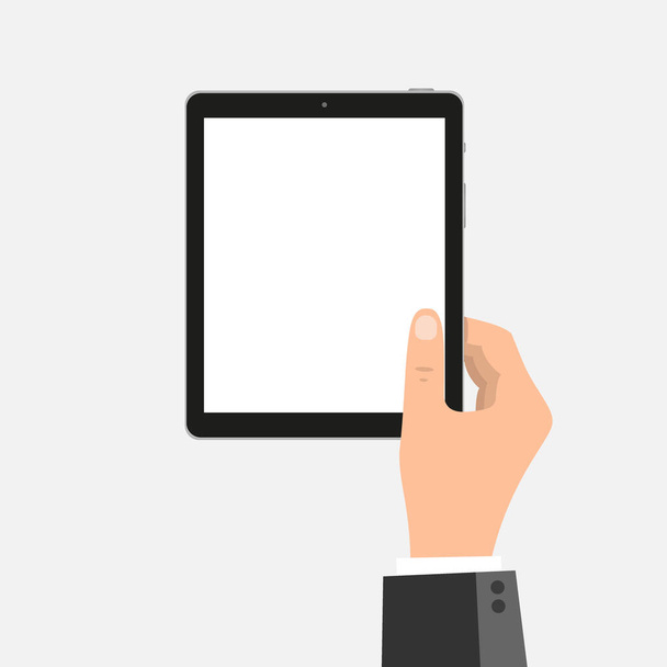 hand of businessman holding tablet, flat design, business concept, vector eps10
 - Вектор,изображение