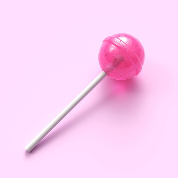 Paleta dulce en palo sobre fondo pastel rosa
 - Foto, imagen