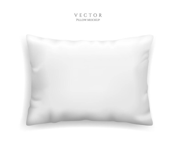Clean white pillow mockup isolated on white background, vector illustration in realistic style. rectangular cushion for relaxation and sleep template. - Vector, Image