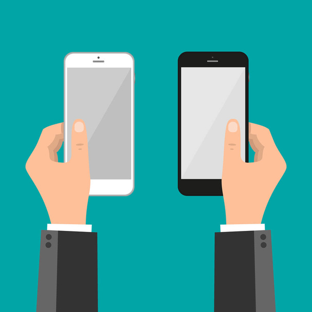 Smartphone mit klappbaren Händen und Touchscreen - Vektorvorlage - Vektor, Bild
