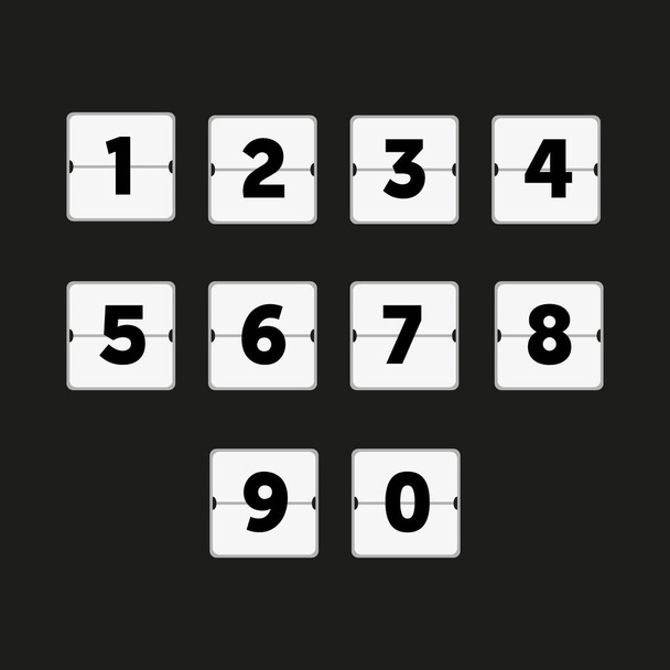 Flip countdown timer, hourly schedule. Numbers count. - Vektör, Görsel