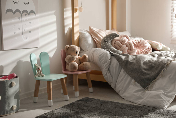 Cute chairs with bunny ears in children's bedroom interior - Valokuva, kuva