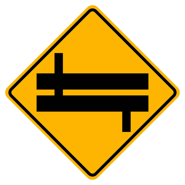 Warnschilder Stagged Junction Traffic Road auf weißem Hintergrund  - Vektor, Bild