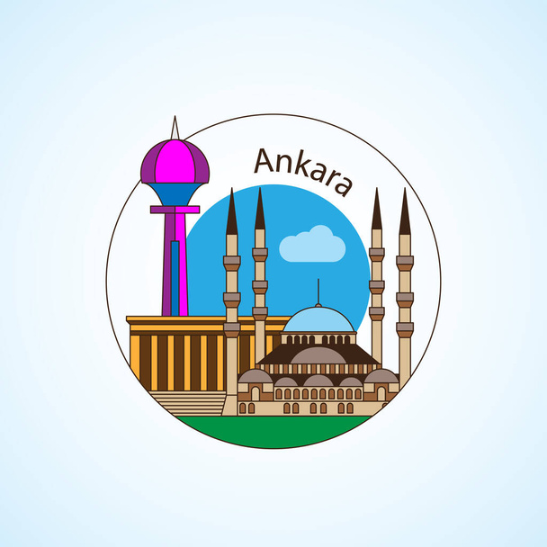Ankara, Turcja szczegółowa sylwetka - Wektor, obraz