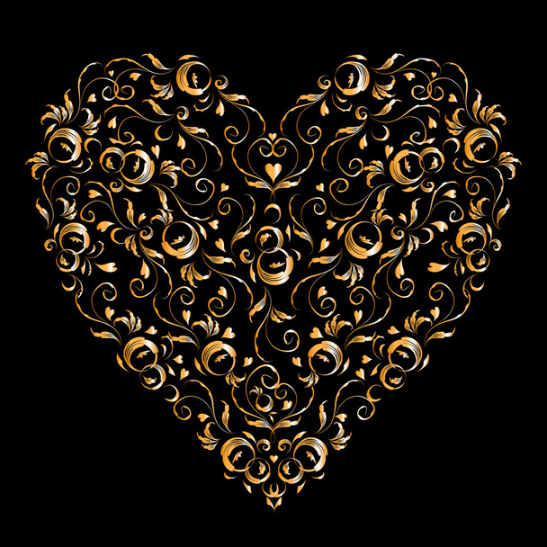 Heart shape, floral ornament for your design - Vector, Imagen