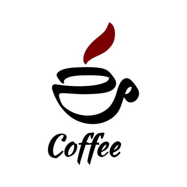 黒と茶色の抽象的なカップとベクトルイラストロゴコーヒー - ベクター画像