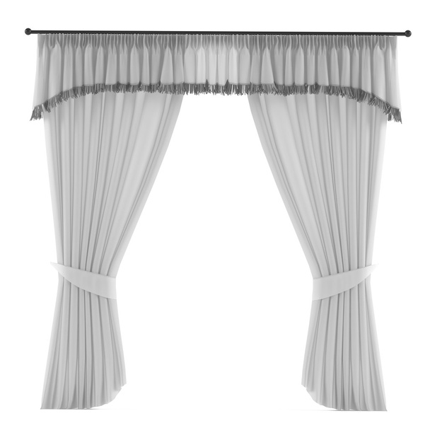 White grey curtain isolated - Photo, Image