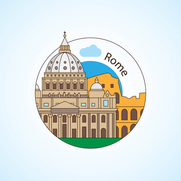Rome Italië Gedetailleerd silhouet. - Vector, afbeelding