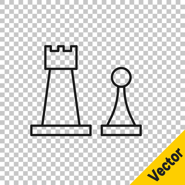Black line Chess icon isolated on transparent background. Business strategy. Game, management, finance.  Vector Illustration - Vector, Image