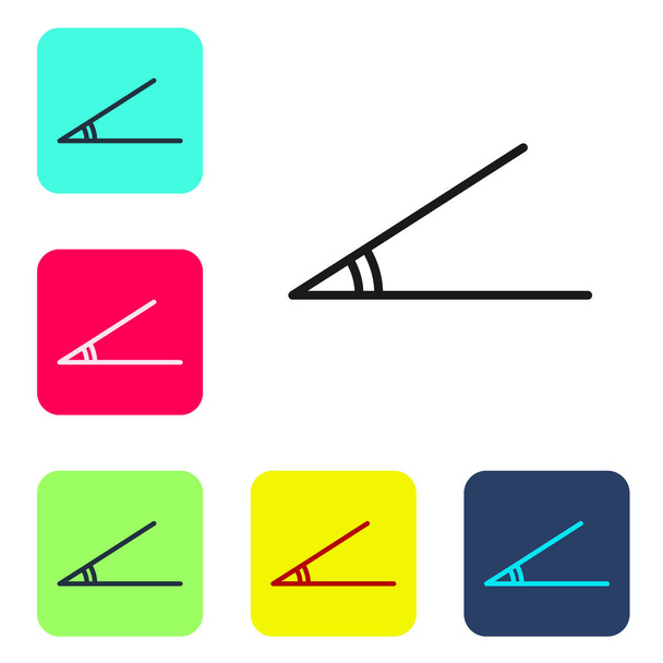 Schwarze Linie Akuter Winkel von 45 Grad Symbol isoliert auf weißem Hintergrund. Setzen Sie Symbole in farbigen quadratischen Tasten. Vektorillustration - Vektor, Bild