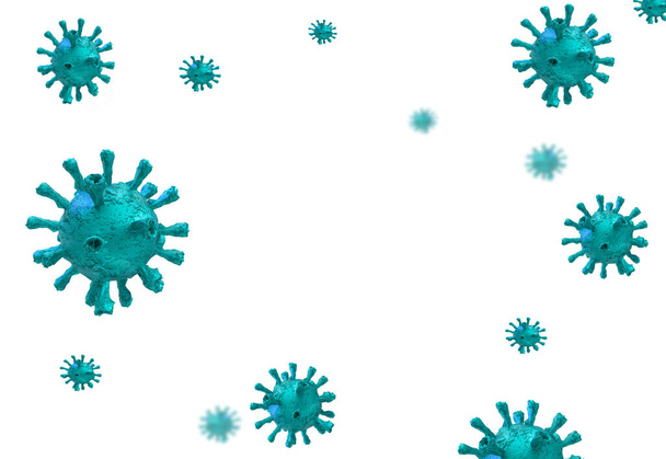 coronavirus covid1-9 covid 19 maska tła wirusa niebieski - 3d renderowania - Zdjęcie, obraz