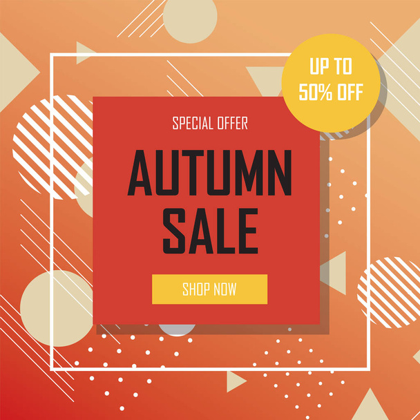 Autumn sale banner template with trendy abstract geometric background. Discount, special offer, Vector illustration - Vektor, obrázek