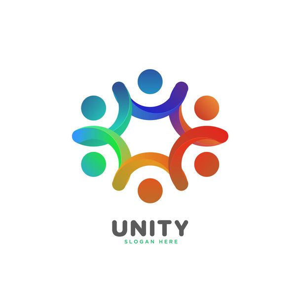 красочный гладкий градиент единства, люди, векторный шаблон социального логотипа
 - Вектор,изображение