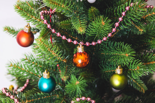 Christmas Tree with Decorations. artificial spruce, - Valokuva, kuva