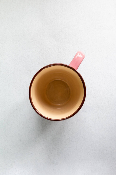 empty tea cup top view. minimalistic design template  - Fotó, kép