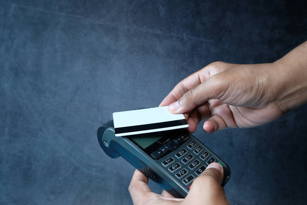 Payment terminal charging from a card, Close up - Fotó, kép