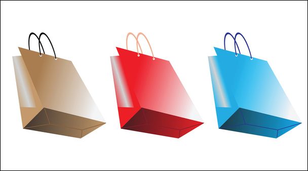 τσάντες δώρων σε τρία χρώματα - Διάνυσμα, εικόνα