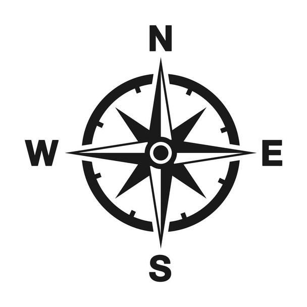 Kompassi kuvaketta trendikäs tyyli. Vector kuva eristetty valkoisella taustalla. Sijaintikuvake - Vektori, kuva