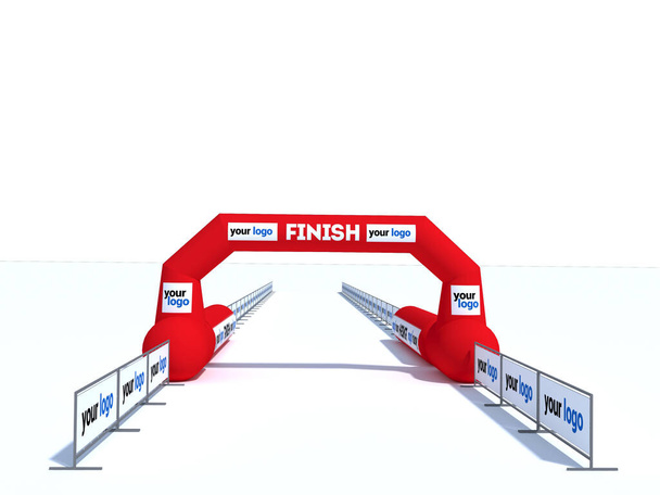 Inflatable start and finish line arch illustrations - Inflatable archways suitable for outdoor sport events 3d render - Photo, Image