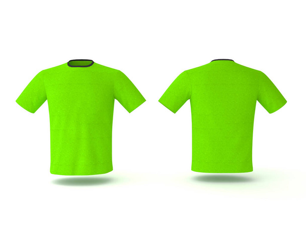 Vihreä T-paita, eristetty taustalta. Miesten realistinen T-paita mockup 3d tehdä - Valokuva, kuva