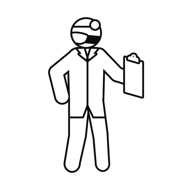 врач пиктограммы с иконкой медицинского отчета, стиль линии
 - Вектор,изображение