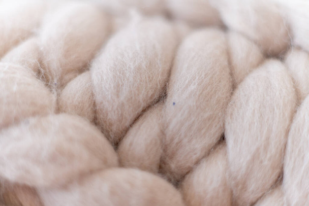 Merino yünü. Örülmüş kumaş arkaplanı kapat - Fotoğraf, Görsel
