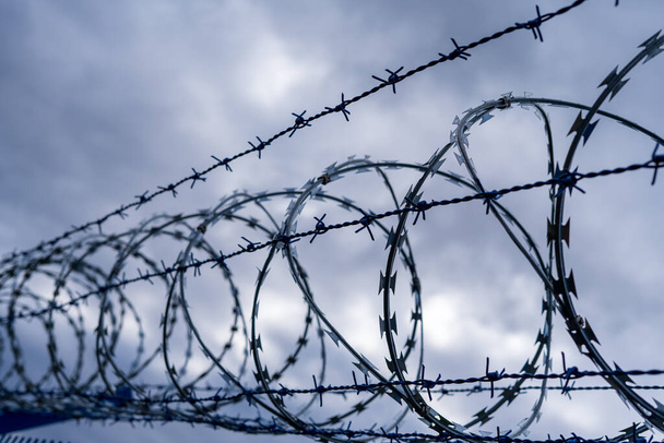 Hapishane dikenli teli. Hapishane çiti. Suçlar için katı ceza - Fotoğraf, Görsel