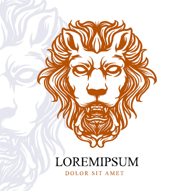 λιοντάρι επικεφαλής γραμμή τέχνη λογότυπο σχεδιασμό - Διάνυσμα, εικόνα