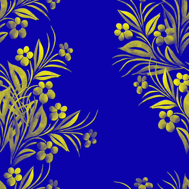 Aquarelle motif sans couture avec des branches de fleurs simples. Beau fond pour la conception de surface
. - Photo, image