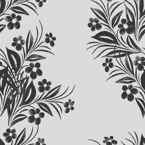 Watercolor seamless pattern with branches of simple flowers. Beautiful background for surface design. - Foto, imagen