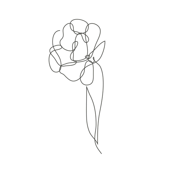 Decorative hand drawn tulip flower, design element. Can be used for cards, invitations, banners, posters, print design. Continuous line art style - Wektor, obraz