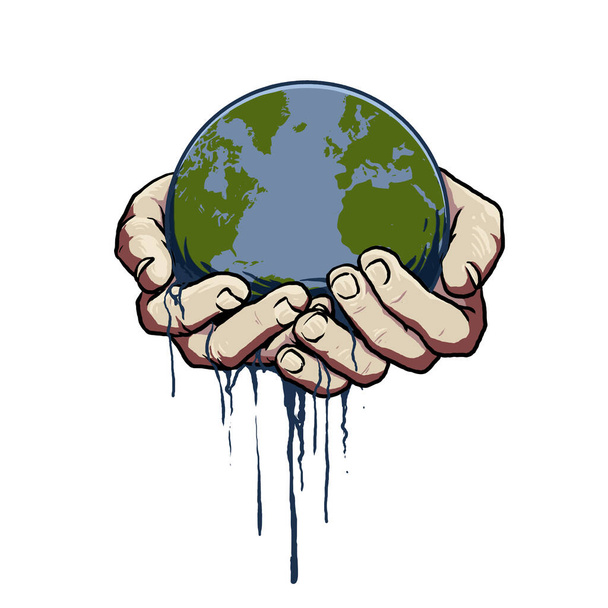 vector de la mano con el mundo globo
 - Vector, Imagen