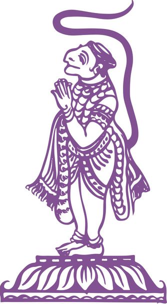 Rysunek lub Szkic Lorda Hanumana Stojąc i wykonując Namaste Zarys Edytowalny wektor Ilustracja - Wektor, obraz