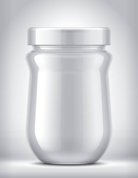 Glass Jar with Dairy Food on Background.  - Фото, зображення