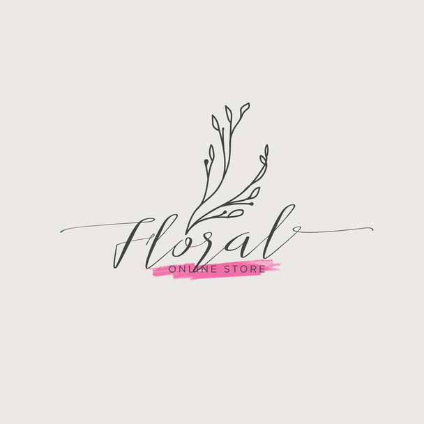 Plantilla de logotipo floral acuarela dibujada a mano ilustración
 - Vector, Imagen
