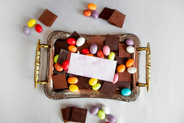 Kutlama kartlı Ramazan Kareem şekeri ve çikolata - Fotoğraf, Görsel