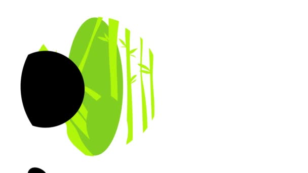 Inertialiikkuvuus Yksinkertaiset elementit muodostavat Panda Logo Circled Bamboo Forest Onnellinen kasvot ja nostaa sen söpö tassut Signal Of Joy edistää ympäristöystävällinen tuote - Materiaali, video
