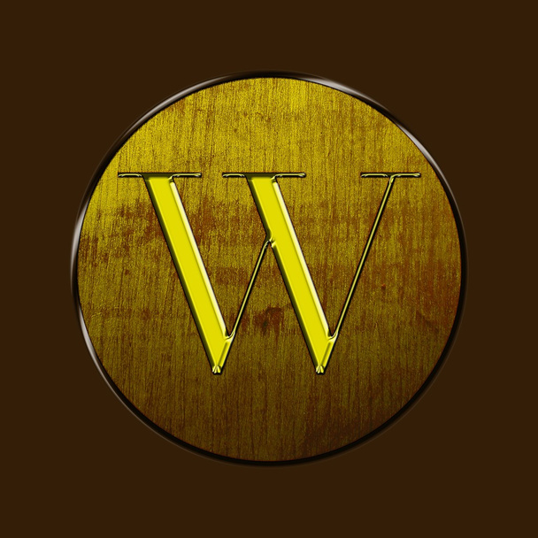 Letter W in wood and gold. - Photo, Image