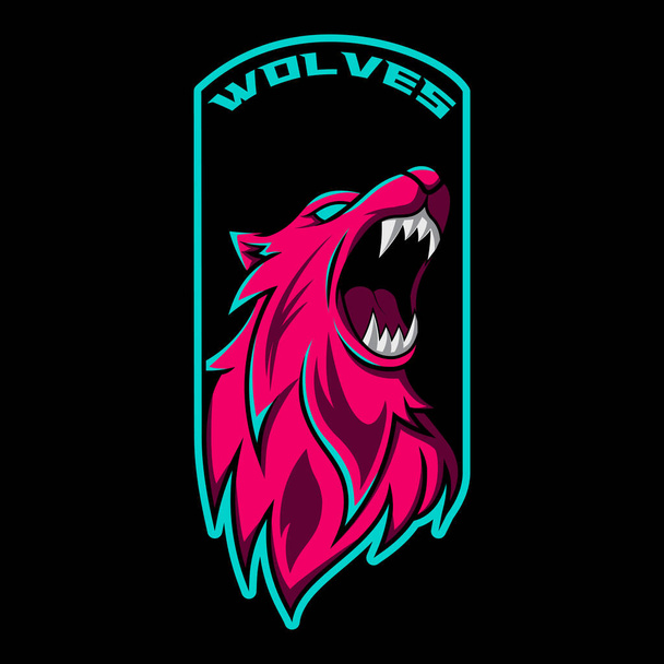 Wilki Maskotka Esport Logo Design - Wektor, obraz