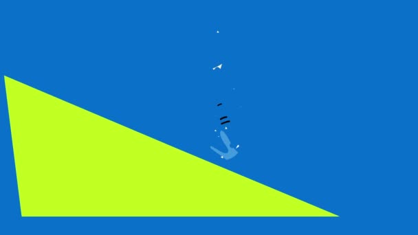 Inertial Bounce And Spin Effect Animation des Zeichnens aggressiver Hunde, die sich gegenseitig anbellen und ihre Finger auf dem Grünen Hügel zeigen, mit Farbe und Umrissen, die sich drehen und einfallen - Filmmaterial, Video