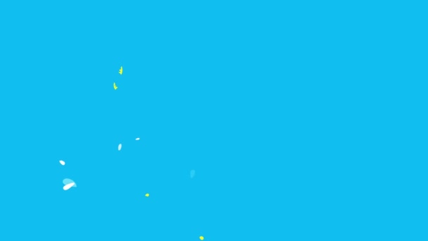 Ridimensionamento Facile rallentare con effetto primavera Animazione dei prodotti lattiero-caseari Adesivo aziendale o industriale del latte con marchio di una mucca divertente che scivola a testa in giù in una cornice con nuvole e fiori - Filmati, video