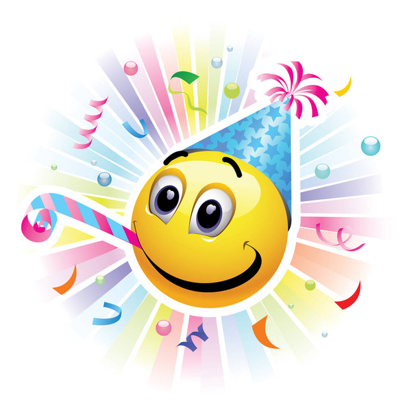 Smiley being cheerful and having fun at the party. - Vector, Imagen