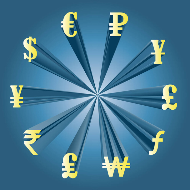 Ilustración vectorial de diferentes monedas
 - Vector, Imagen