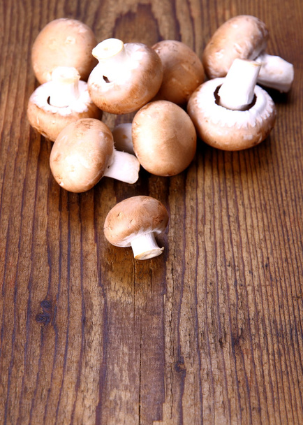 Коричневый гриб на деревянном фоне
 - Фото, изображение