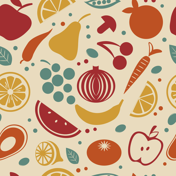 Retro style fruit and vegetables pattern - Vettoriali, immagini