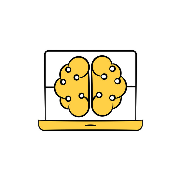 機械学習の概念のためのラップトップ上の脳 - ベクター画像