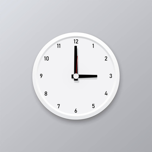 Realistic White  office wall clock. - Vector, Imagen