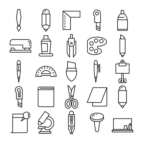 stationery and office supply icons set line design - Vector, Image