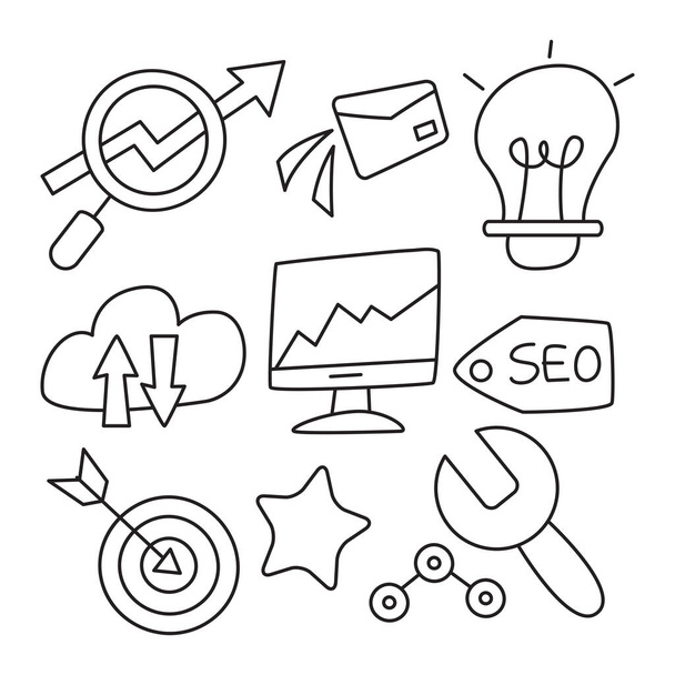 search engine optimization and network icons line theme - Vector, Image