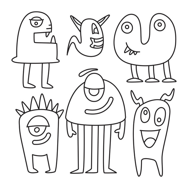divertido y doodle monstruo carácter línea diseño tema
 - Vector, imagen